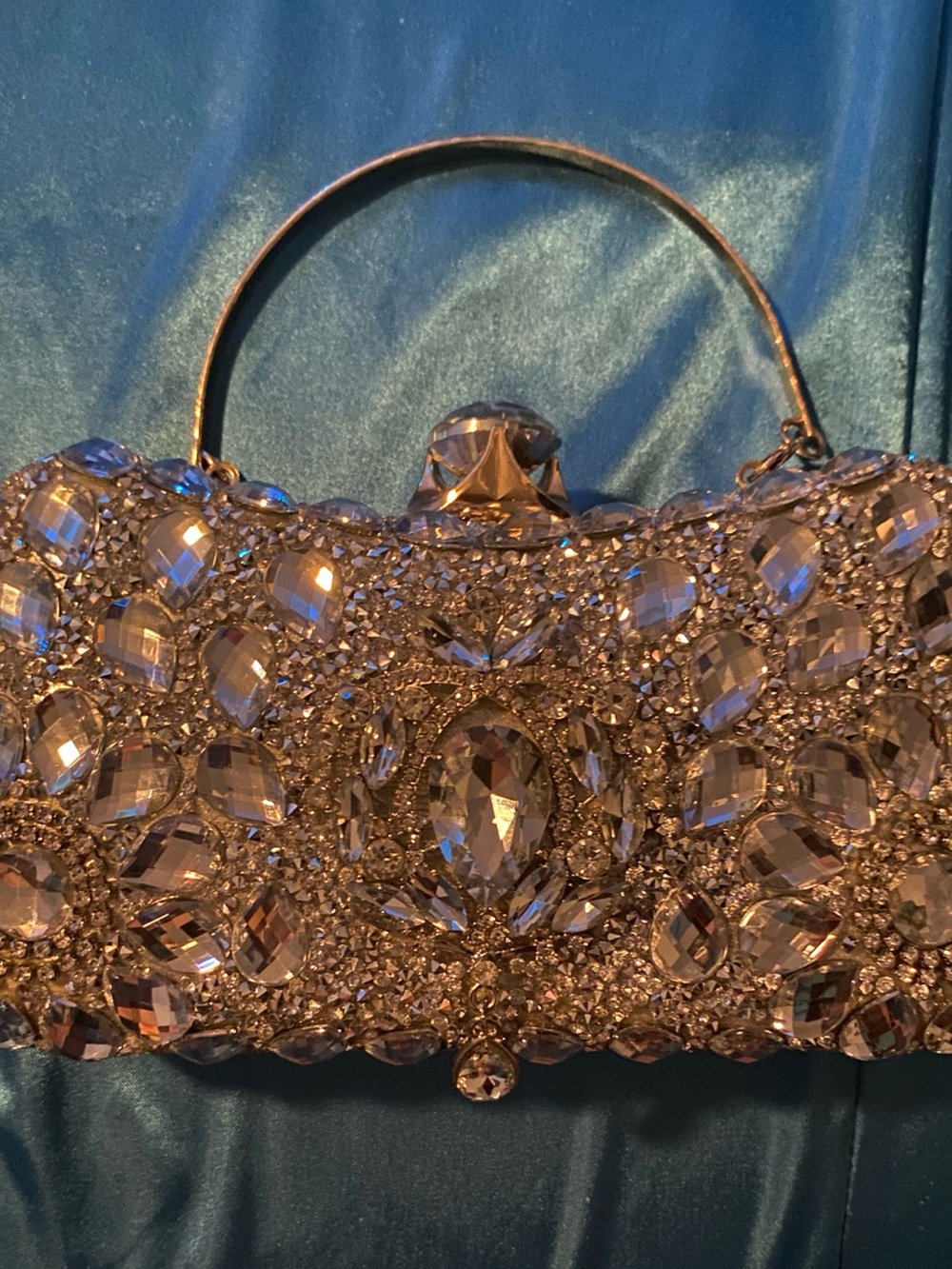 Embellished Crystal Evening Clutch in Silver